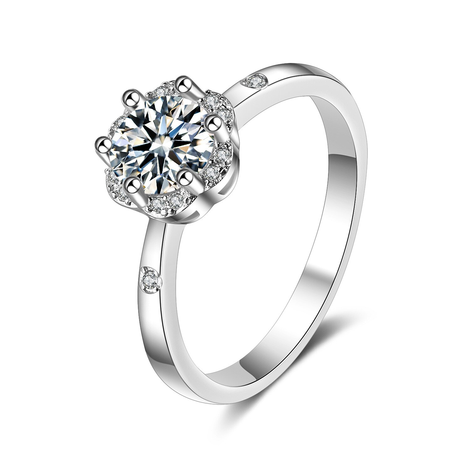 Hohe 925 Sterling Silber 1 karat Hochzeit Ring Blume Herz Pfeil CZ Finger Ringe für Frauen Silber Liebe Schmuck Anillos