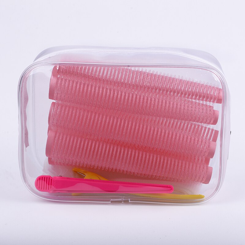 10 pièces/ensemble bigoudis en forme de cône léger et doux avec crochet et boucle bigoudis avec ensemble de filet de gaze bonne adhérence Style rouleau U1106: Pink