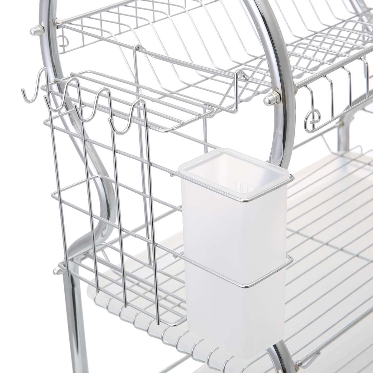 Chrome-plated Alloy Kitchen Dish Rack Plate Cutlery Cup Dish Drainer Drying Rack Wall Mount Kitchen Organizer Storage Holder