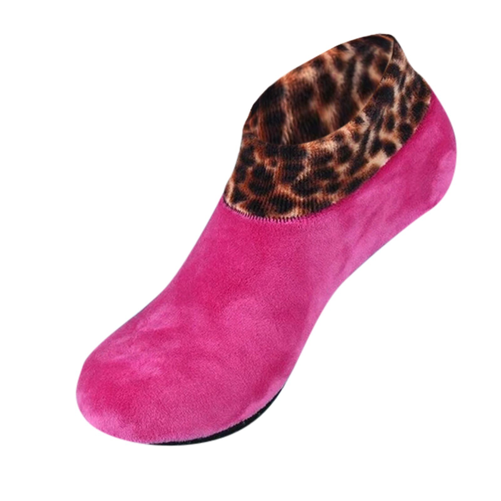 Donna uomo inverno caldo stampa leopardo addensare calzini termici lana Cashmere antiscivolo calzino per la casa stivali morbidi calzini per dormire al pavimento: Colore rosa
