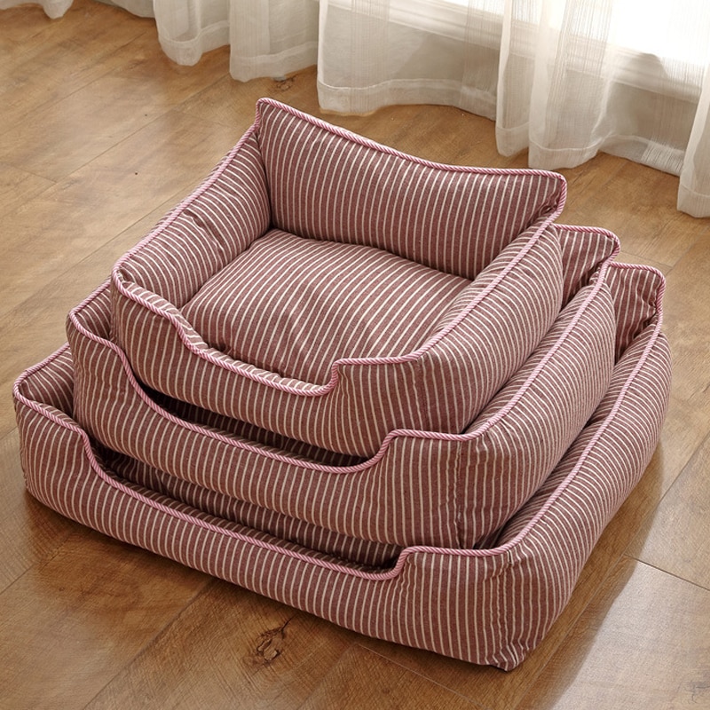 Luksus katte hunde liggestole sofaer stribet kæledyr sofa aftagelige madras tæpper anti fugt vaskbare kæledyr produkter til alle årstider