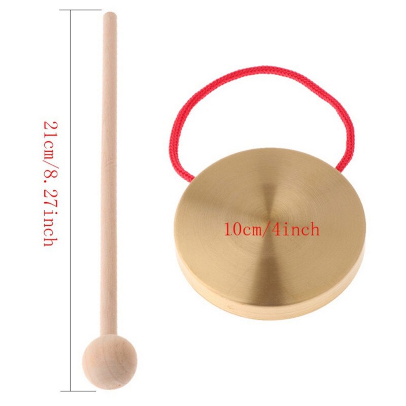 Mini Hand Gong Bekkens W/Houten Stok Voor Band Ritme Percussie Kinderen Muziek Speelgoed: Default Title