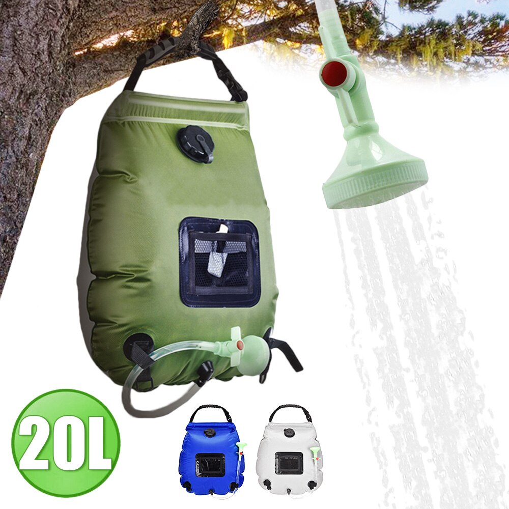 20L Camping Douche Bag Outdoor Douche Water Bag Solar Verwarming Draagbare Opvouwbare Reizen Klimmen Hydratatie Baden Douchekop