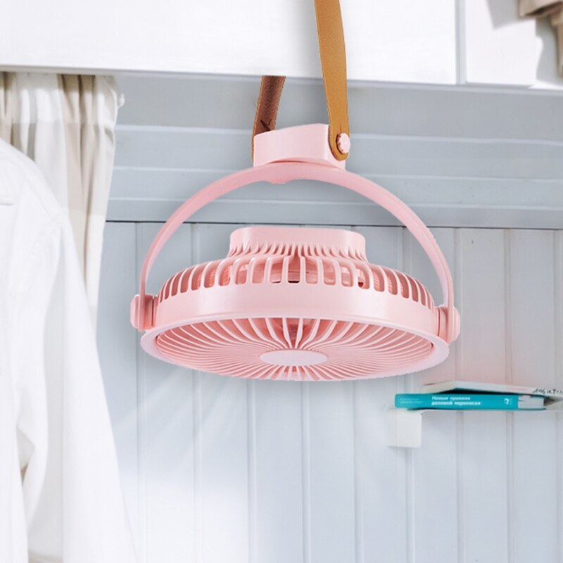 7in Ceiling Fan 3-Speed Hanging Fan with LED Lamp 2 in 1 USB Charging Ceiling Fan 2400mAh for Teacher Student