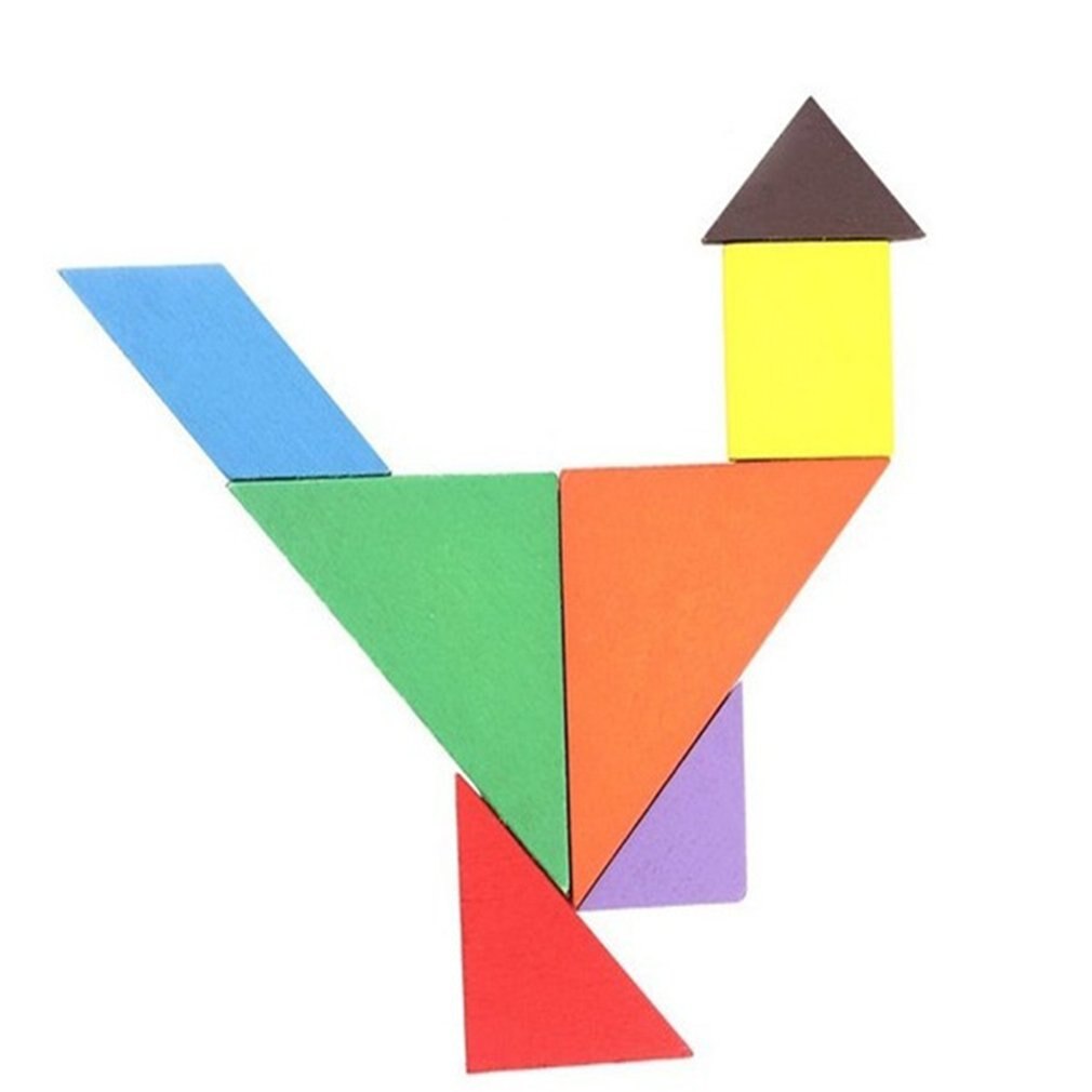 Tangram-rompecabezas de madera de 7 piezas para niños, rompecabezas con forma geométrica, Cuadrado colorido, juego de inteligencia rompecabezas, juguetes educativos inteligentes para niños