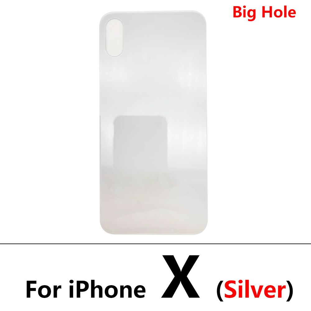 Custodia per Cover posteriore in vetro di ricambio per foro grande per Iphone X XS Max: For iphone X Silver