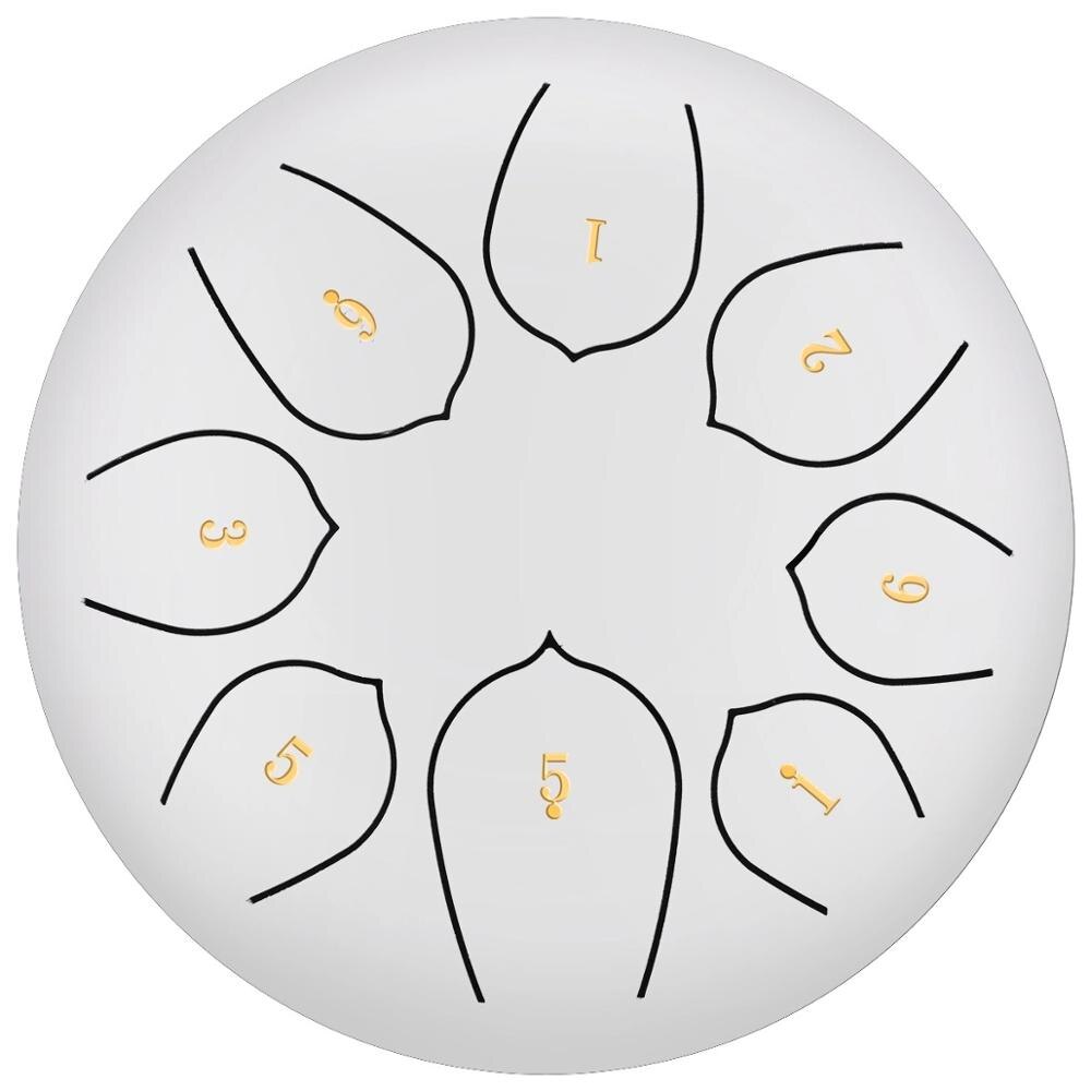 Tongue Drum 6 Inch Steel Tongue Drum 8 Tune Hand Pan Drum Tank With Drumsticks Carrying Bag Percussion Instruments Accessories: White