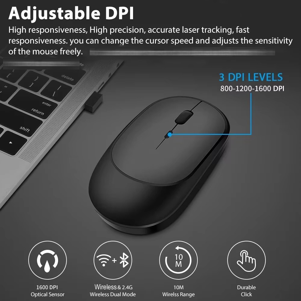 Souris sans fil aste, Souris Gamer, Modes touristes, Compatible Bluetooth, 2.4G, USB, Souris muette, Ordinateur portable, Tablette, Macbook