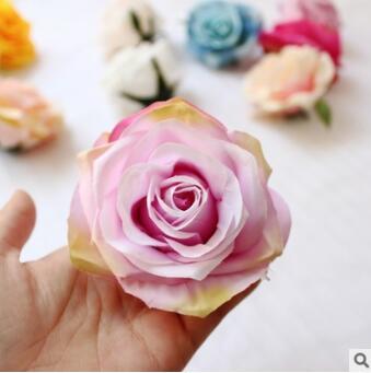 20 stk 9cm kunstige rosen blomsterhoveder silke dekorative blomsterfest dekoration bryllup væg blomsterbuket hvid kunstig rose: Lyserød