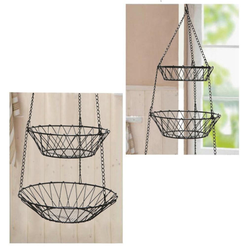 3 Tier Wire Hanging Fruit Basket Home Kitchen Metal Vegetable Storage Organizer Basket 3-Layer Baskets Bowl Holder Rack Stand