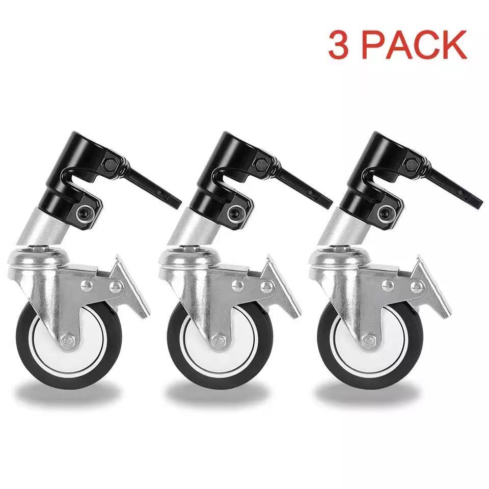 3Pcs C-Stand Swivel Caster Wheel Set 25MM Diameter For Photography Century Foldable Light Stand Tripod Magic Leg: Default Title