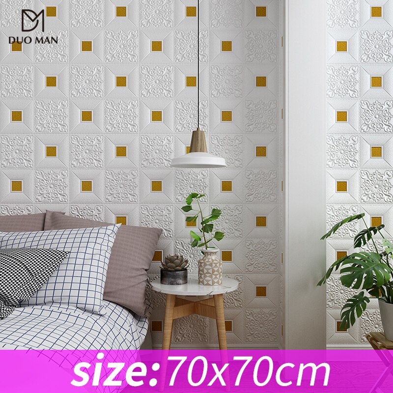 Autocollant mural en brique, 3d pièces, imperméable, en mousse, pour chambre à coucher, papier peint adhésif, art, 70*70*0.5cm pièces, pour la maison