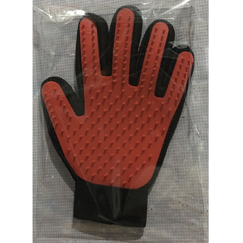 Gant brosse de nettoyage pour chiens | Peigne à poils de chat, gant de toilettage de cinq doigts pour chiens, fournitures de nettoyage pour animaux domestiques: red left