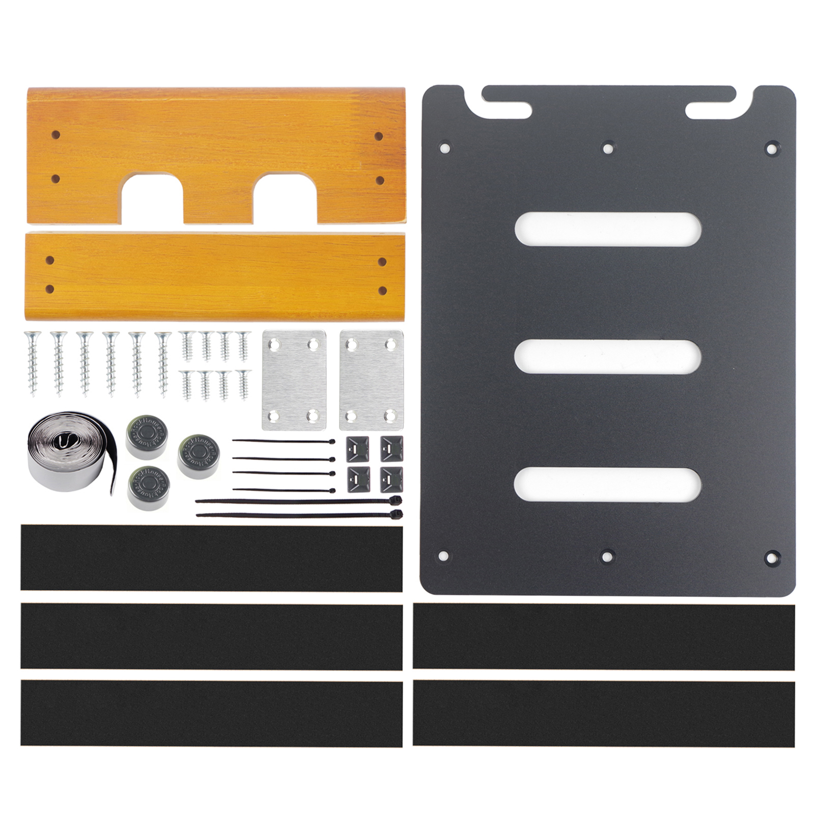 Guitar Effect Pedal Board DIY Kit Solid Wood and Aluminum Pedalboard 11.8-inch x 8.7-inch, with Arc Feet Pedal Footswitch Topper