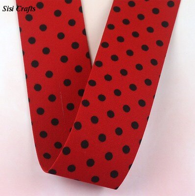 Sisi Crafts 10 25 50mm Print Layering Fabric Tape Grosgrain Ribbon Dots Bias DIY Garment Hair Bow Tie Collar Handmade Accessory: 1 Meter Red / 25mm