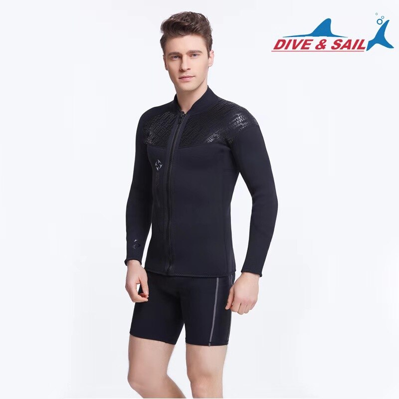 Dive & Sail Wetsuit Top - Men's 3mm Neoprene Long Sleeve - Warm Scuba Dive Jacket for Swimming & Surfing