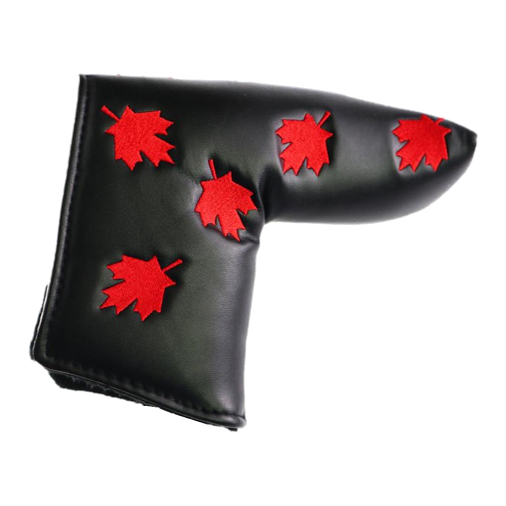 Prestaties Pu Leather Putter Club Head Cover Headcover & Dikke Voering, Maple Leaf Borduurwerk