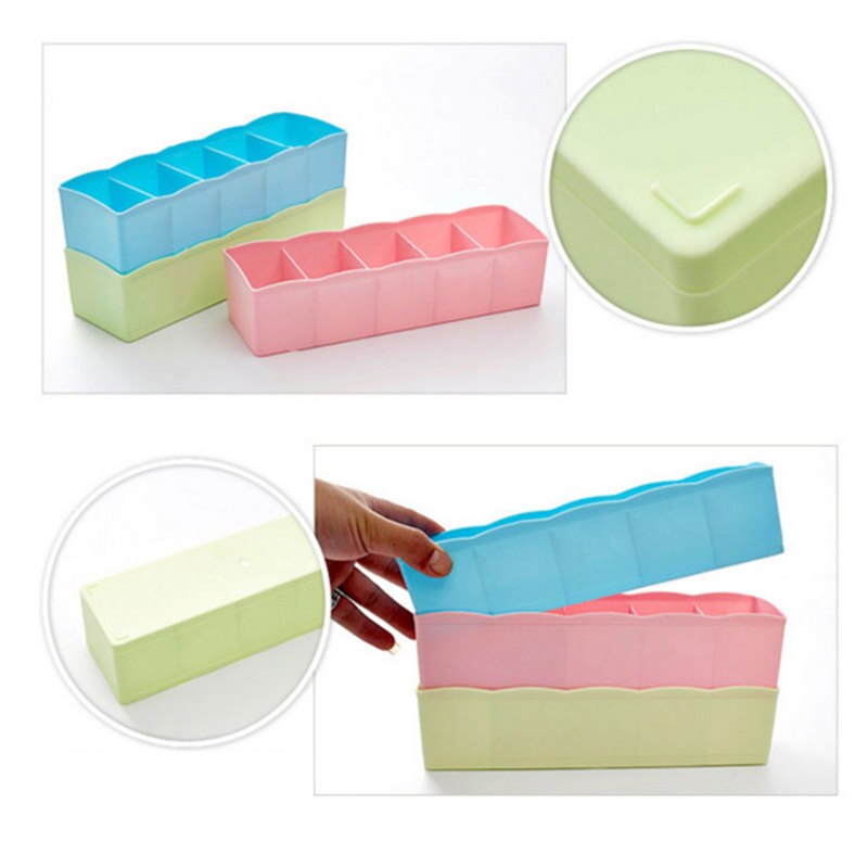 5 Compartment Multi-Purpose Underwear Bra Tie Drawer Storage Box Clothes Organizer Socks Case for Ties Bedroom