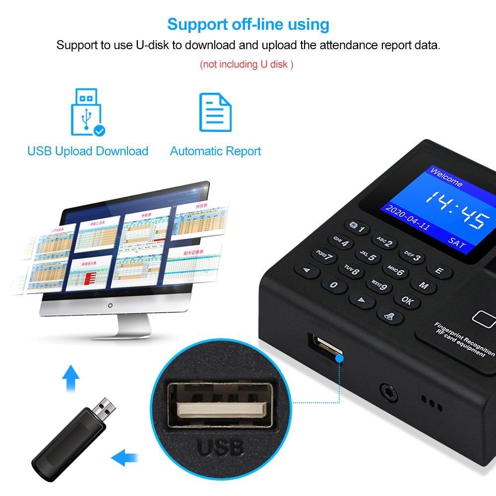 Fingerprint Attendance Machine Intelligent Biometric Fingerprint Time Attendance Machine Time Clock Recorder Device Employee