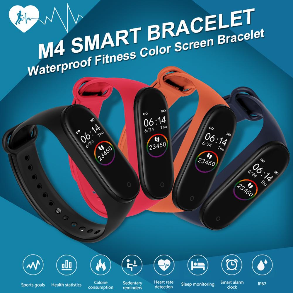 Colorido m4 inteligente pulseira smartband à prova dwaterproof água pressão arterial monitor de freqüência cardíaca fitness rastreador pulseira inteligente m4 banda relógio