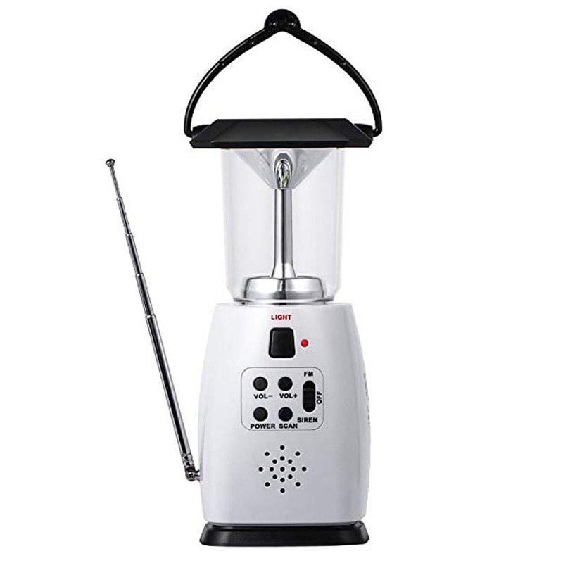 Multi-Functional 4-Way Powered Solar Hand Crank Led Camping Lantern with Radio and Emergency Cell Phone Charger