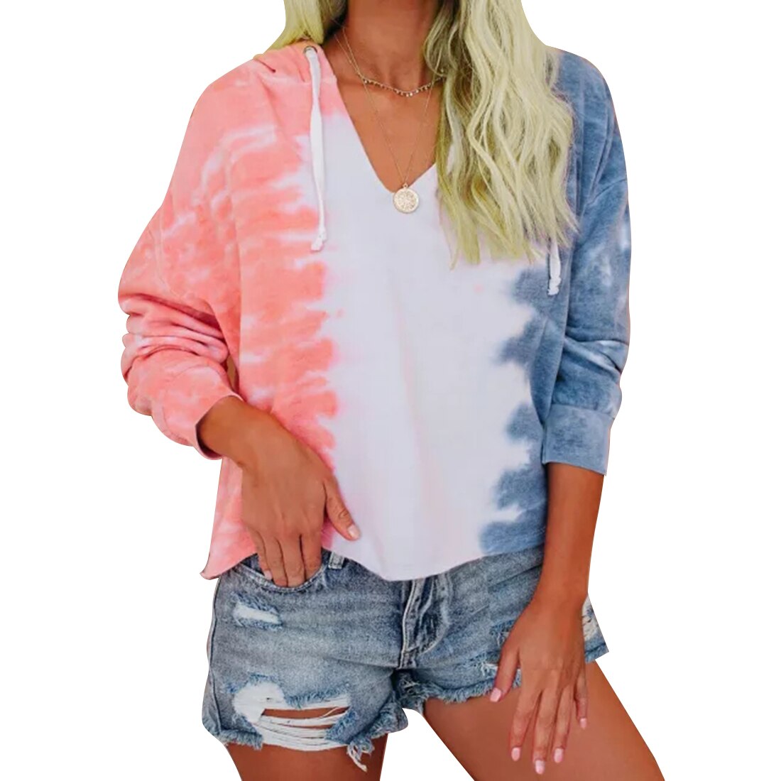 Loose Casual Women Gradient Color Print Tshirt Short Sleeve Autumn Tie-dye Print Short T-Shirts: XXL / brown