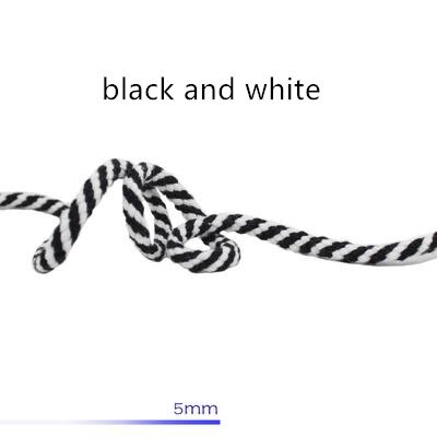 Reb snor 5mm*10m otte-strenget hul farvet bomuld macrame snor hvid rød sort special hvid reb ask håndlavet gør-det-selv reb: Hvid sort 5 mmx 10m