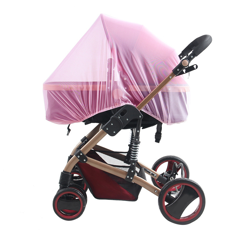 Zuigelingen Kinderwagen Mosquito Insect Net Accessoire Voor Wandelwagen Safe Mesh Buggy Wieg Winkelwagen Klamboe Kinderwagen Volledige Cover: Pink