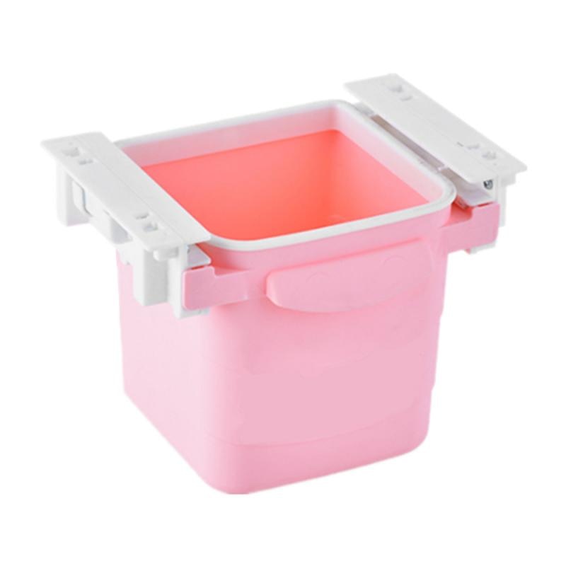 Onzichtbare Pull Intrekbare Prullenbak Kantoor Huishoudelijke Tafel Lade Trash Onder Tafel Push-Pull Draagbare Afvalbakken: pink