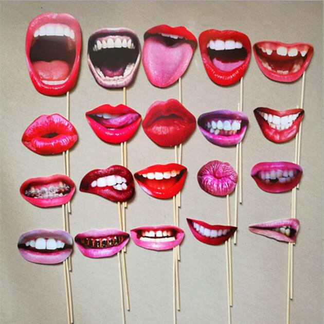20Pcs/Set Adult Funny Lip Mouth DIY Photobooth Props Wedding Decoration DIY Photo Booth Birthday Party Decorations: 01
