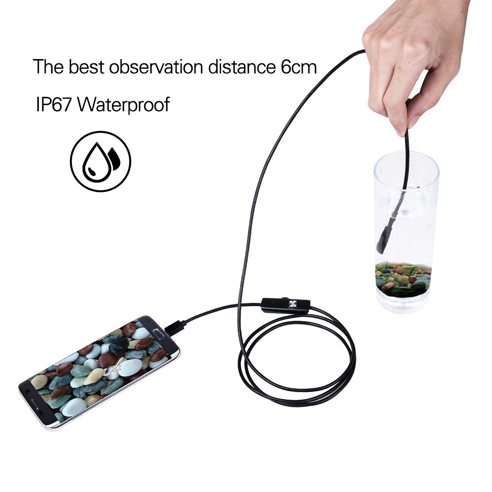 Cámara endoscópica USB para teléfonos Android, boroscopio de inspección con lente de 1/2/1, 5M, 7mm, impermeable, tubo de serpiente de alambre, Compatible con OTG