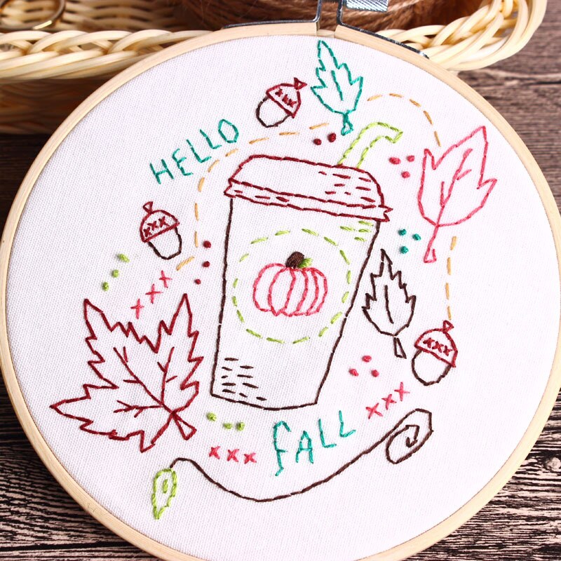 Stick Figure Embroidery Kit DIY Needlework Kawaii Cartoon Needlecraft for Beginner Cross Stitch Artcraft(Without Hoop): C