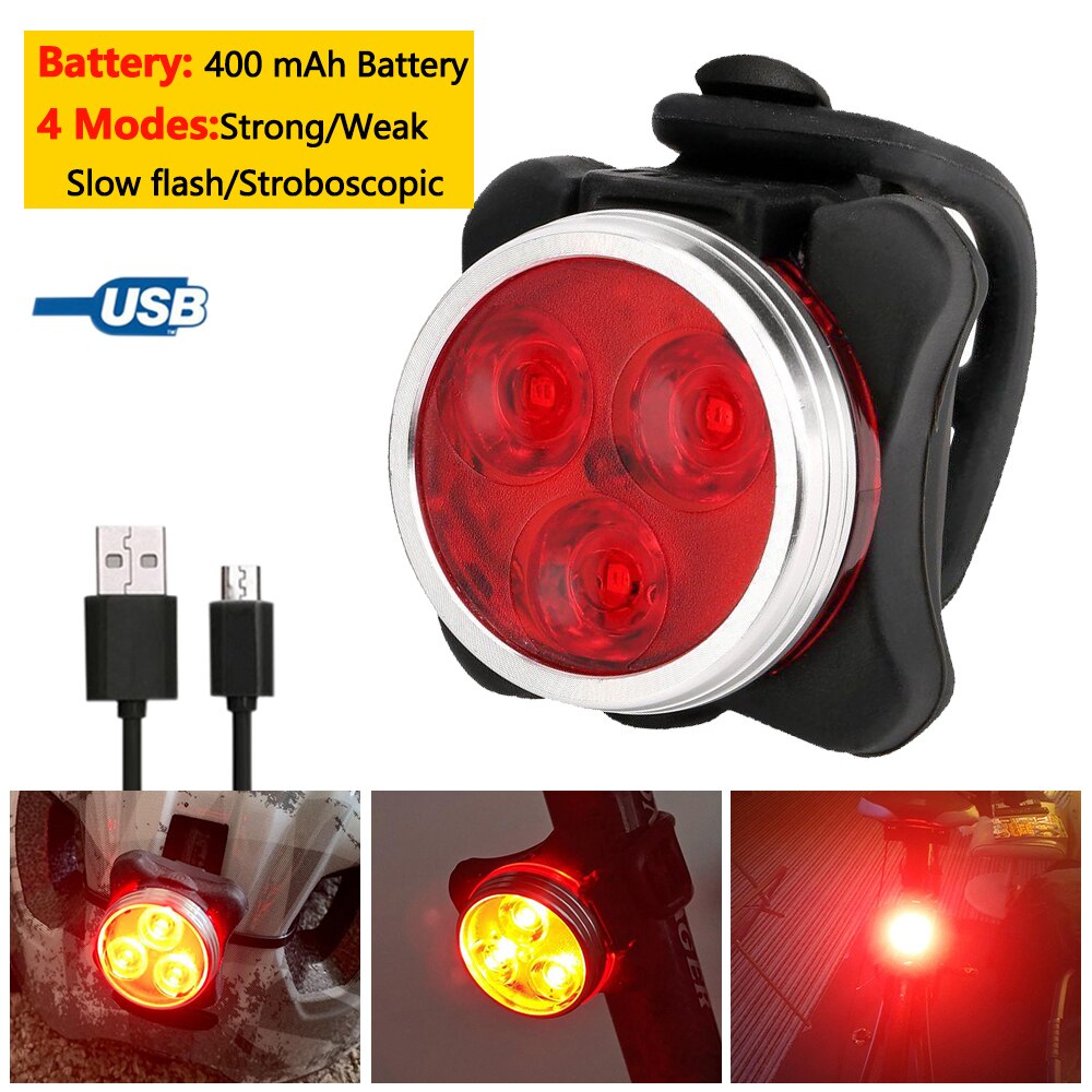 Waterproof Portable Mini Bike Lamp White Front Bicycle Light Red Warning Cycling Taillight MTB Rear Light Safety Night Riding: C Red
