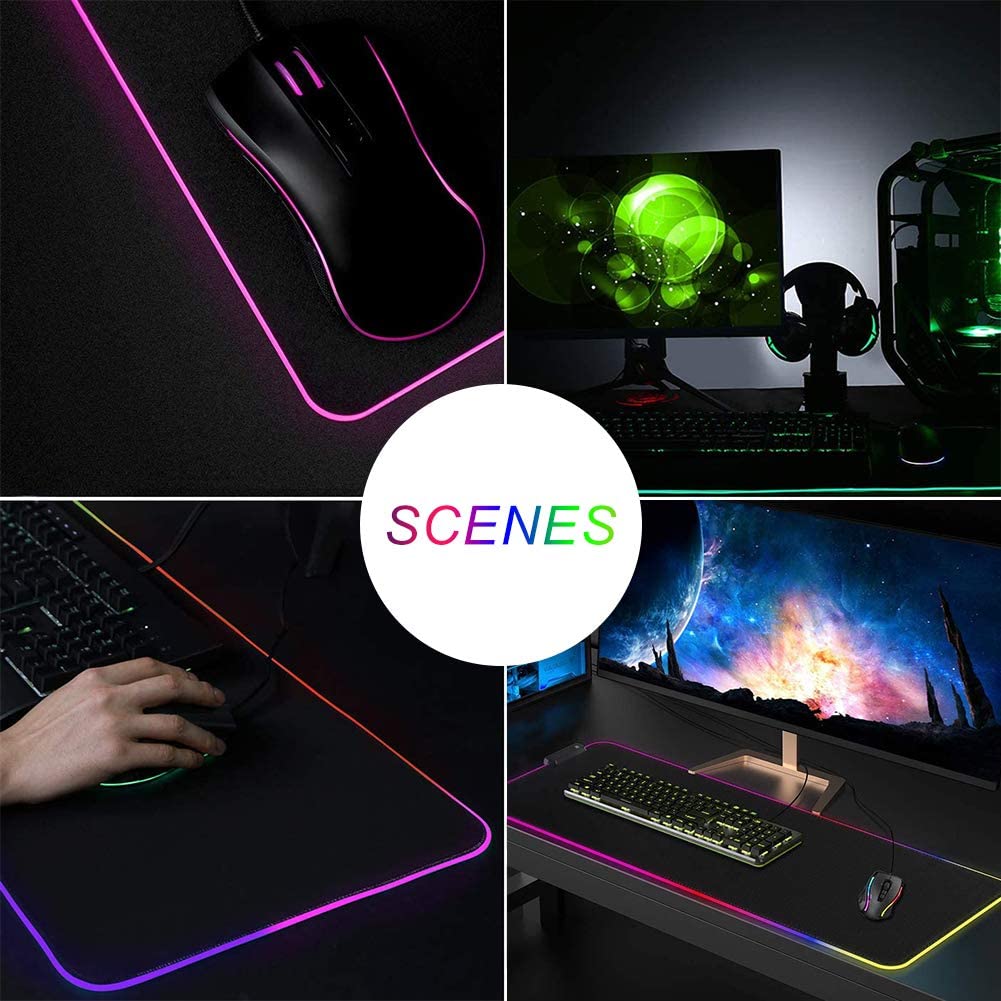 Benutzerdefinierte Mauspad RGB reinweiß MousePad DIY LED Hintergrundbeleuchtung Gamer Licht 90x40cm Gaming Tastatur große Schreibtischunterlage Maus Teppich Matte