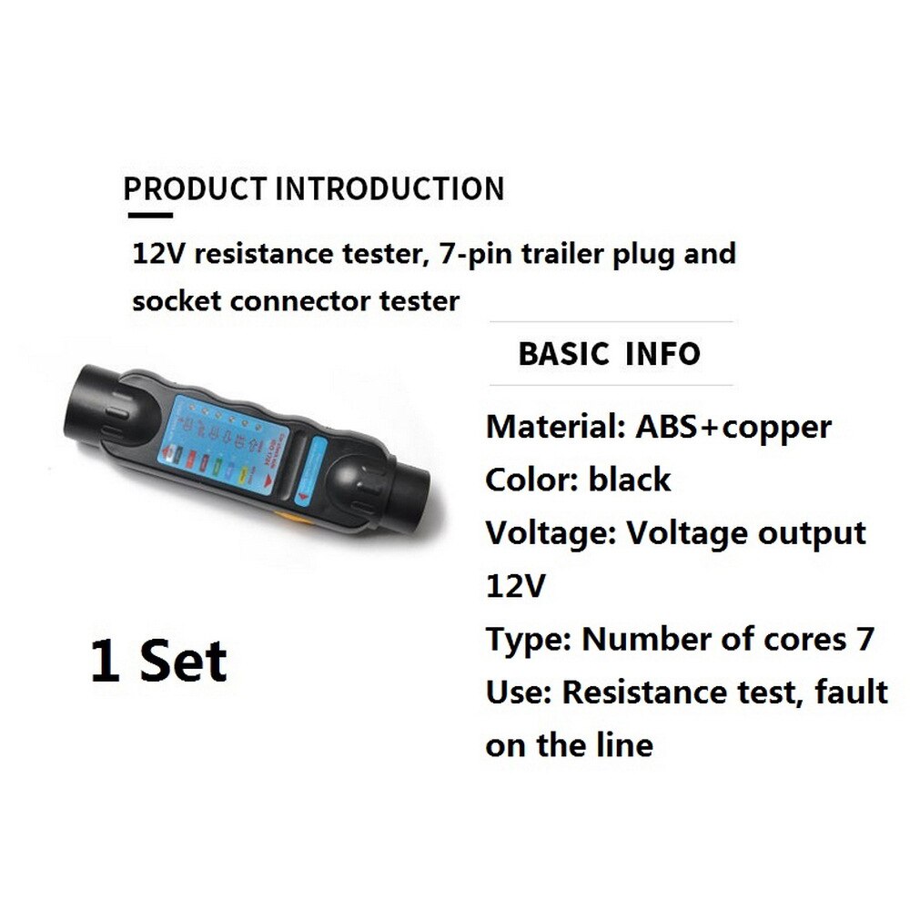 Universal car accessories Resistance Tester 7-pin Trailer Plug and Socket Connector Tester Diagnostic Tools