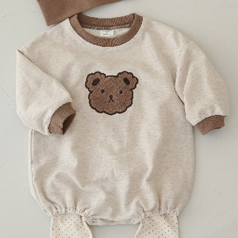 8438 eins Koreanische Baby Jungen Und Mädchen Bär Kaninchen Langarm zur Seite fahren Strampler Klettern Anzug Dreieck Tasche Furz: Bär / 90 1-2Y