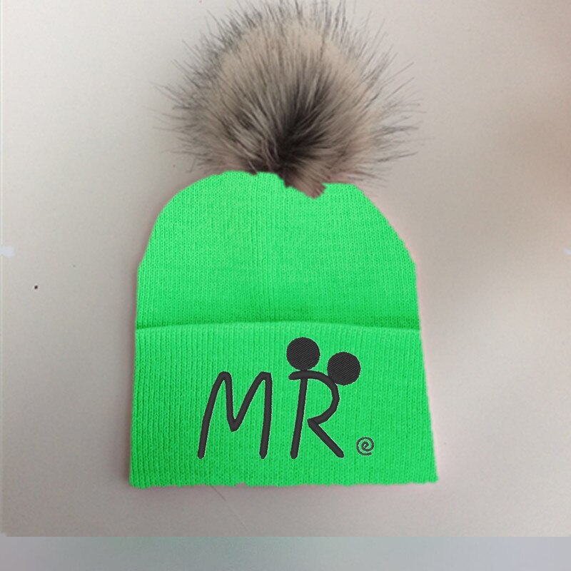 Lente Winter Peuter Baby Kids Kinderen Baby Kleurrijke Wasbeer Faux Fur Pom Pom Hat Cap Beanie Voor Meisjes En Jongens pom Beanie: Licht Groen