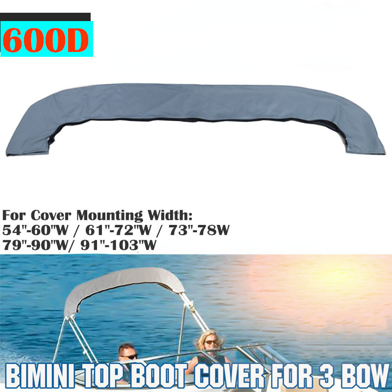 600D 3 Bow Bimini Top Boot Cover No Frame Waterproof Yacht Boat Cover With Zipper Anti UV Dustproof Cover Marine Accessories