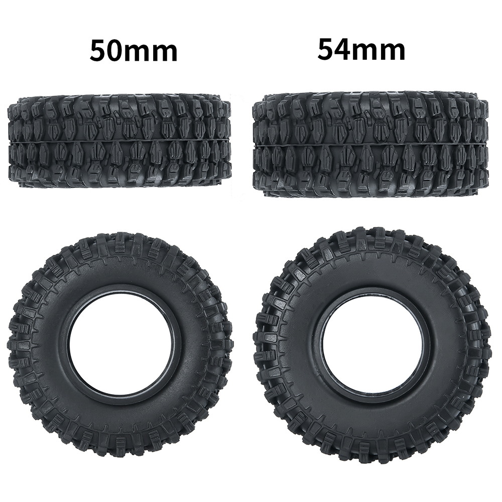 YEAHRUN 4PCS 1.0" Miękkie gumowe opony do wszystkich terenów 50 * 20 / 54 * 23 mm do 1/24 RC Crawler Car Axial SCX24 1/18 TRX4M Upgrade Tyres