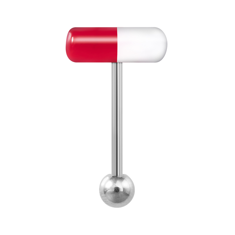 1/3PC Kleurrijke Capsule Tong Ringen Acryl Gemengde Kleur Chirurgisch Staal Tong Piercing Vrouwen Lichaam Sieraden: WHITE / Licht Geel Goud Kleur
