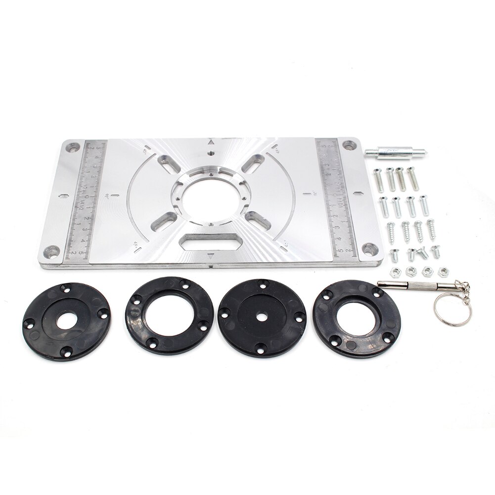 Multifunction Aluminum Router Table Insert Plate Woodworking Benches Wood Router Trimmer Models Engraving Machine: black