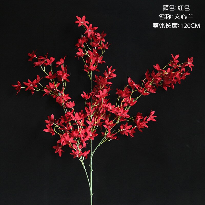 Artificial Flower Branch Silk Artificial Moth Orchid Butterfly Orchid for DIY House Wedding Festival Home Decoration: Red