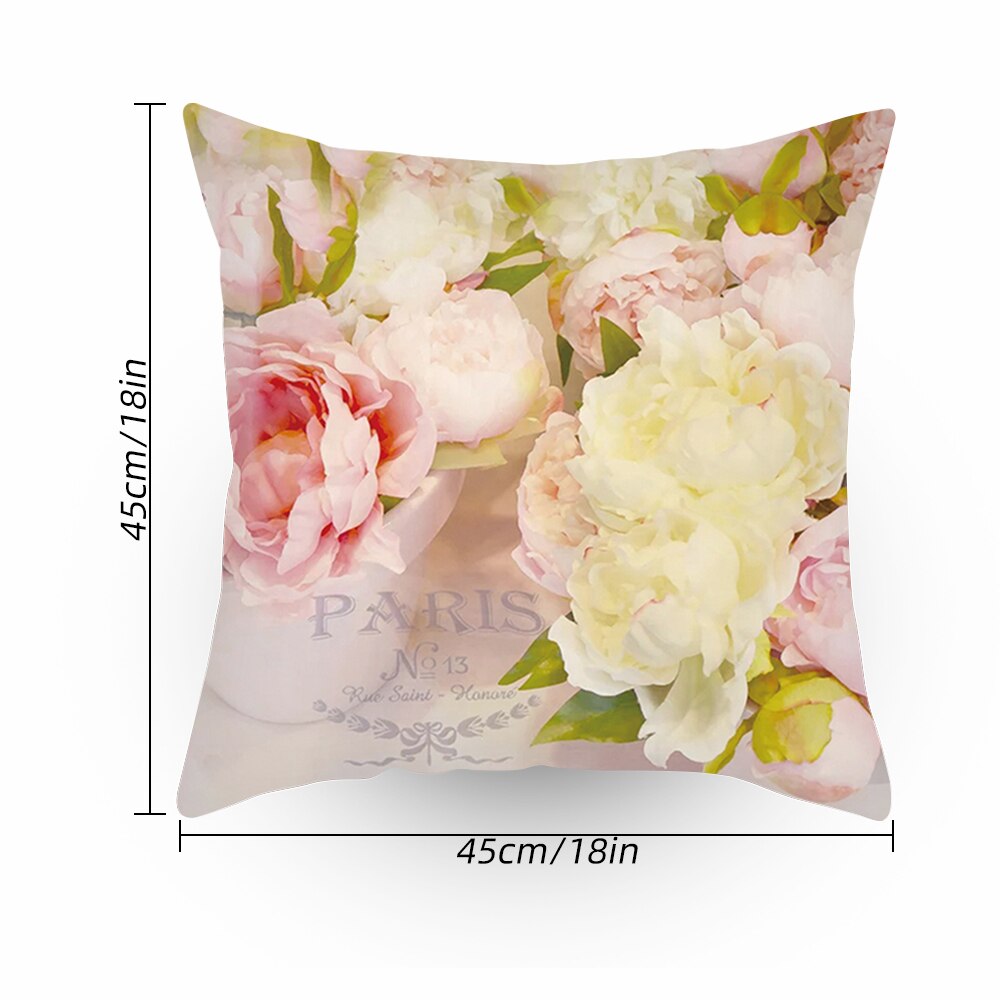 45 x 45cm 1 blomst farverig sofa pudebetræk pink pudebetræk pudebetræk hjemme sovesofa stol dekoration 17.72x 17.72 tommer: G