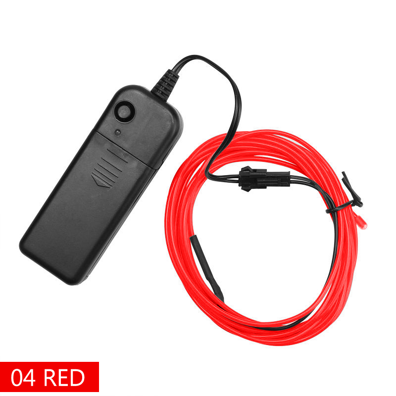 Cable de alambre LED de neón para de baile de Navidad, luz luminosa para decoración de coche, Rave, 1m/3m, novedad: Red / 3M
