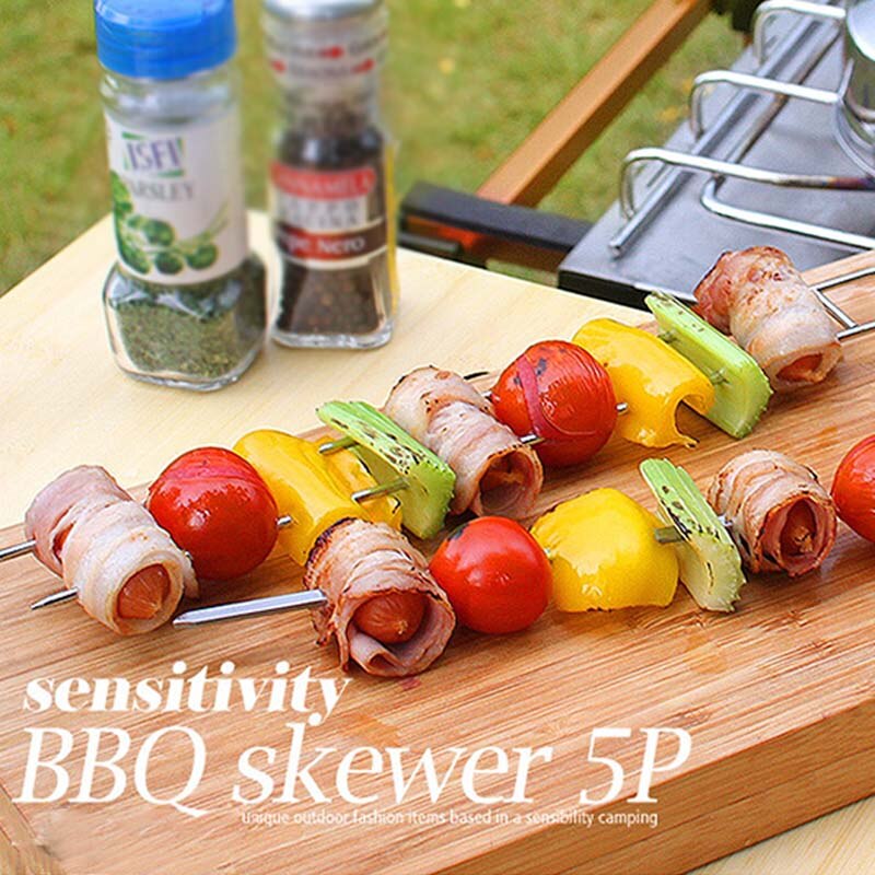 5pcs Stainless Steel Grill Fork Roasting Forks With Bag Camping Dog Skewers BBQ Forks Barbecue Tool Outdoor BBQ Tool