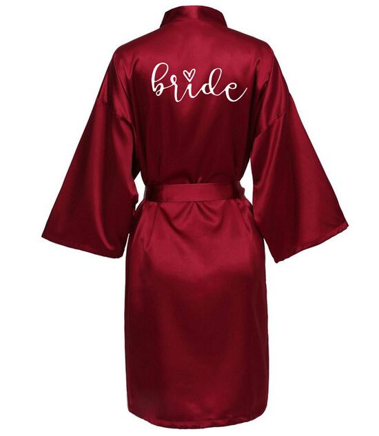 Wedding Party Team Bride Robe With Black Letters Kimono Satin Pajamas Bridesmaid Bathrobe SP063: XXL / Blue