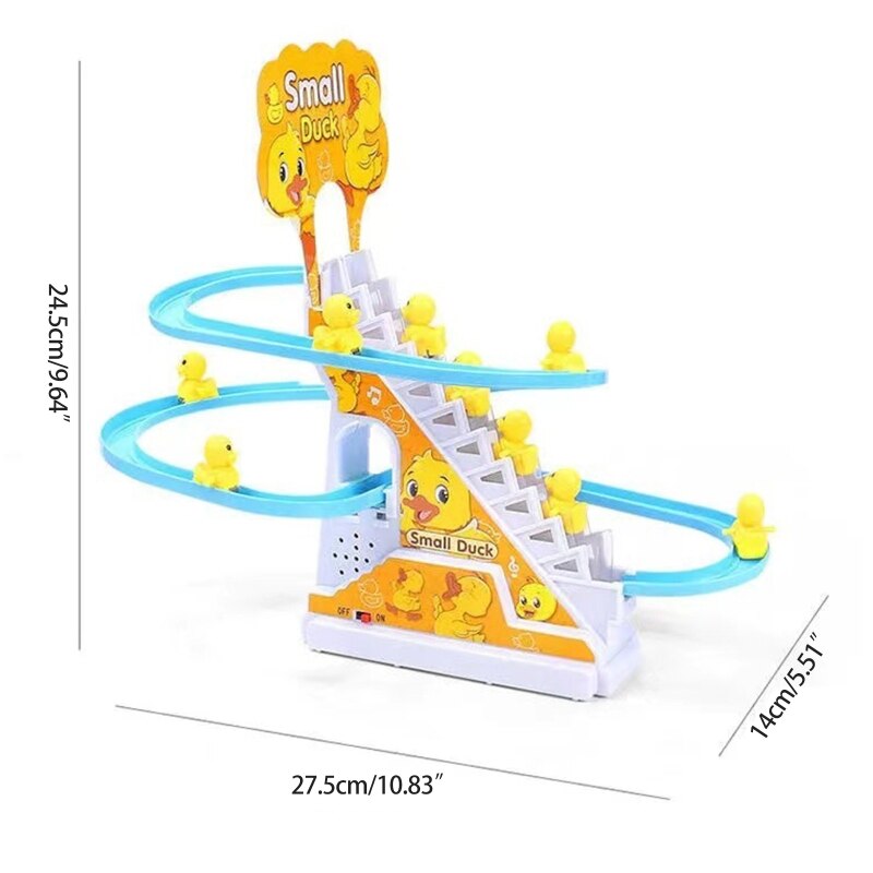 Electric Track Duck Climbing Stairs &amp; Slides Playset for Develop Babies' Hand-eye Coordination and Visual Perception D5QA