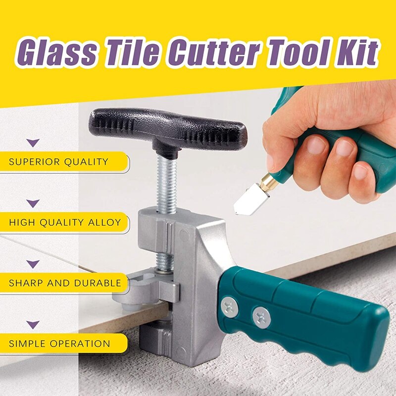 2-In-1 Glass Tile Cutting Tool Kit, Including Glass Breaking Pliers And Glass Cutter, Mirror Cutting Kit