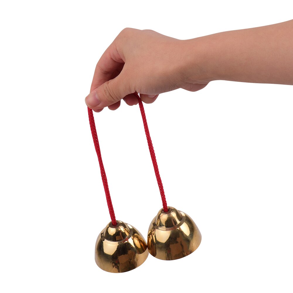 1 Pair Metal Bell Percussion Knocking Bells Musical Instrument Rhythm Toy Golden Percussion Instrument