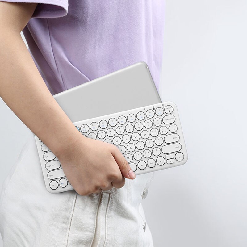 Tablet Bluetooth Toetsenbord Ronde Keycap Draadloze Gaming Toetsenbord Voor Mac Chrome Os Windows Iphone Ipad Android